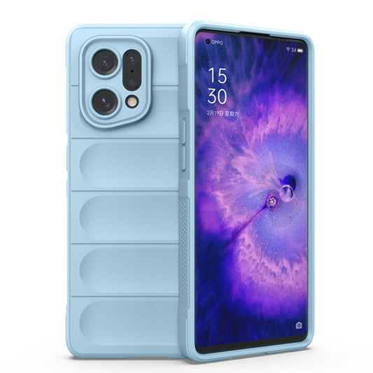 For OPPO Find X5 Magic Shield TPU + Flannel Phone Case(Light Blue) by buy2fix