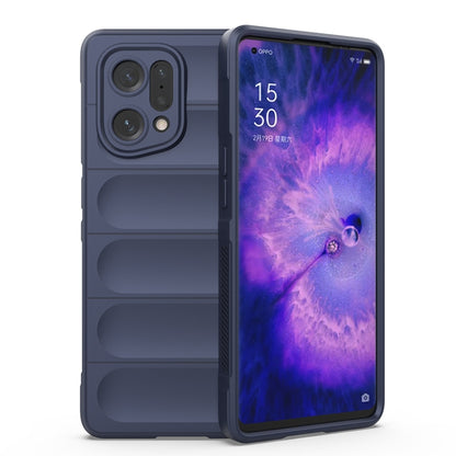 For OPPO Find X5 Magic Shield TPU + Flannel Phone Case(Dark Blue) by buy2fix