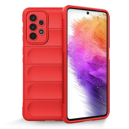 For Samsung Galaxy A73 Magic Shield TPU + Flannel Phone Case(Red)