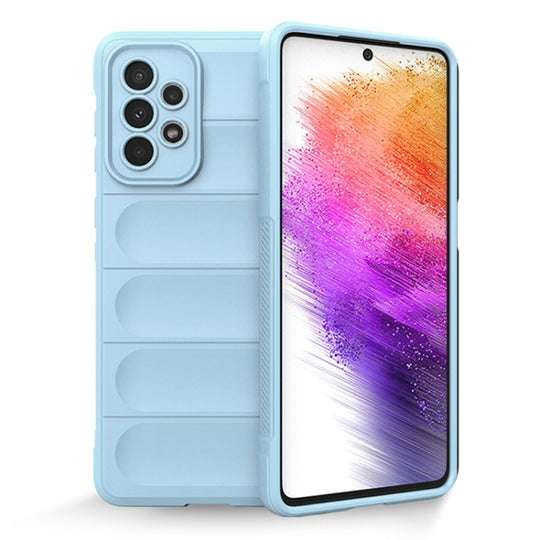 For Samsung Galaxy A73 Magic Shield TPU + Flannel Phone Case(Light Blue)