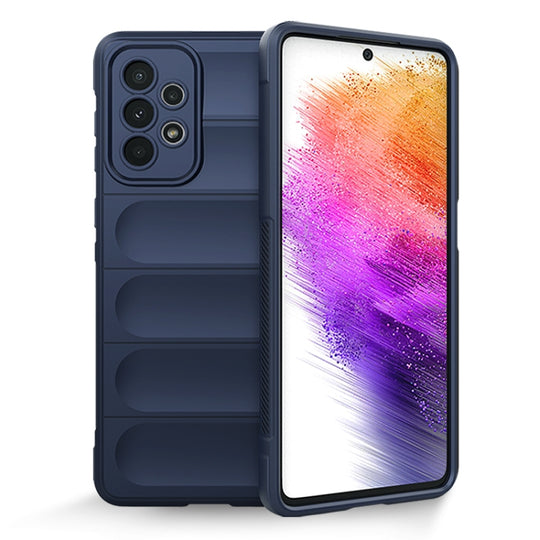 For Samsung Galaxy A73 Magic Shield TPU + Flannel Phone Case(Dark Blue)