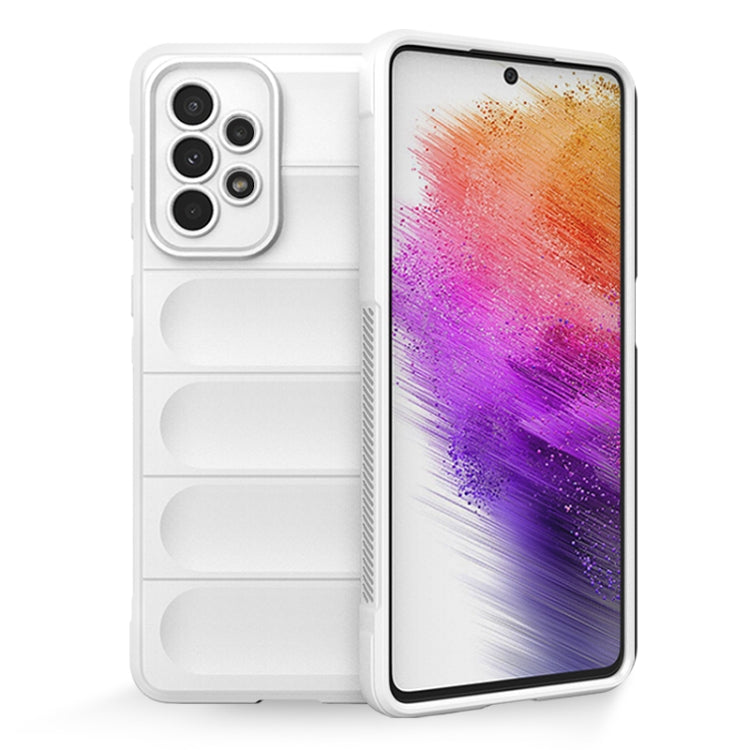 For Samsung Galaxy A73 Magic Shield TPU + Flannel Phone Case(White) by buy2fix