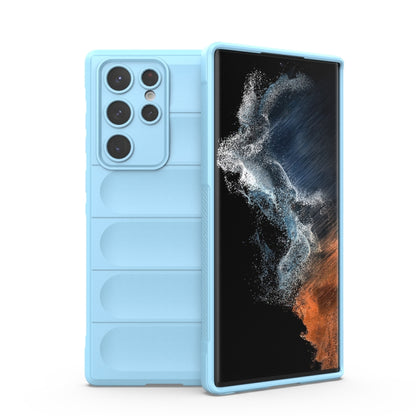 For Samsung Galaxy S22 Ultra 5G Magic Shield TPU + Flannel Phone Case(Light Blue) by buy2fix