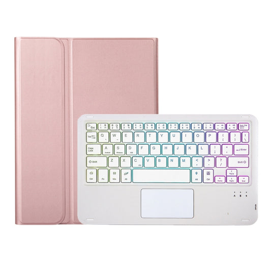 For Samsung Galaxy Tab A8 10.5 (2021) A08B-AS Lambskin Texture Backlight Bluetooth Keyboard Leather Tablet Case(Rose Gold) by buy2fix
