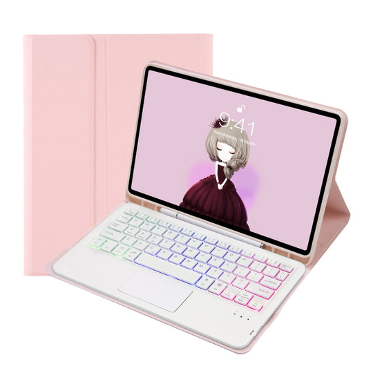 For Samsung Galaxy Tab A8 10.5 (2021) A08B-AS Candy Color Backlight Bluetooth Keyboard Leather Tablet Case(Pink)
