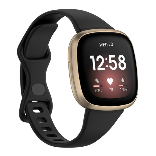 For Fitbit Versa 4 / Versa 3 / Sense Universal TPU Watch Band, Size:S(Black) - Watch Bands by buy2fix | Online Shopping UK | buy2fix