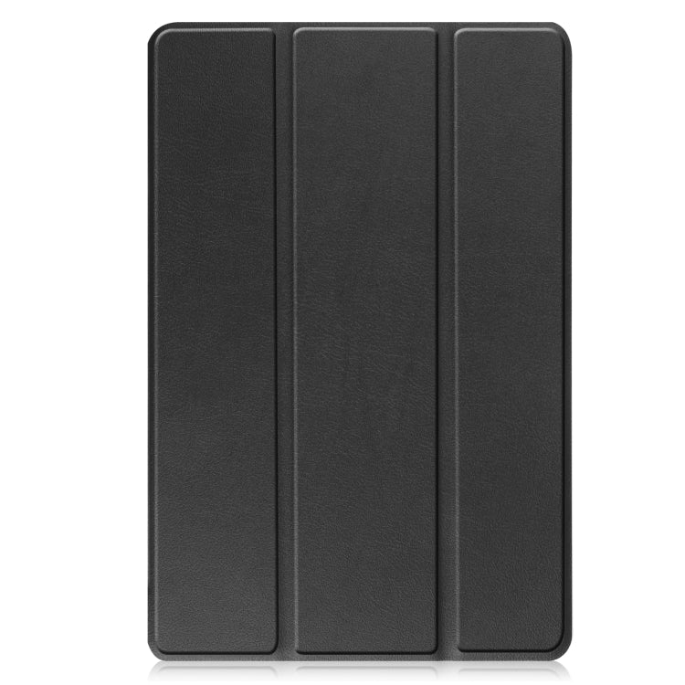For Lenovo Tab M10 3rd Gen / TB328FU Custer Pure Color 3-Fold Holder Smart Leather Tablet Case(Black) - Lenovo by buy2fix | Online Shopping UK | buy2fix