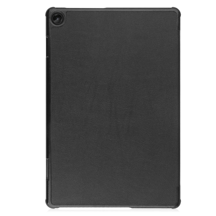 For Lenovo Tab M10 3rd Gen / TB328FU Custer Pure Color 3-Fold Holder Smart Leather Tablet Case(Black) - Lenovo by buy2fix | Online Shopping UK | buy2fix