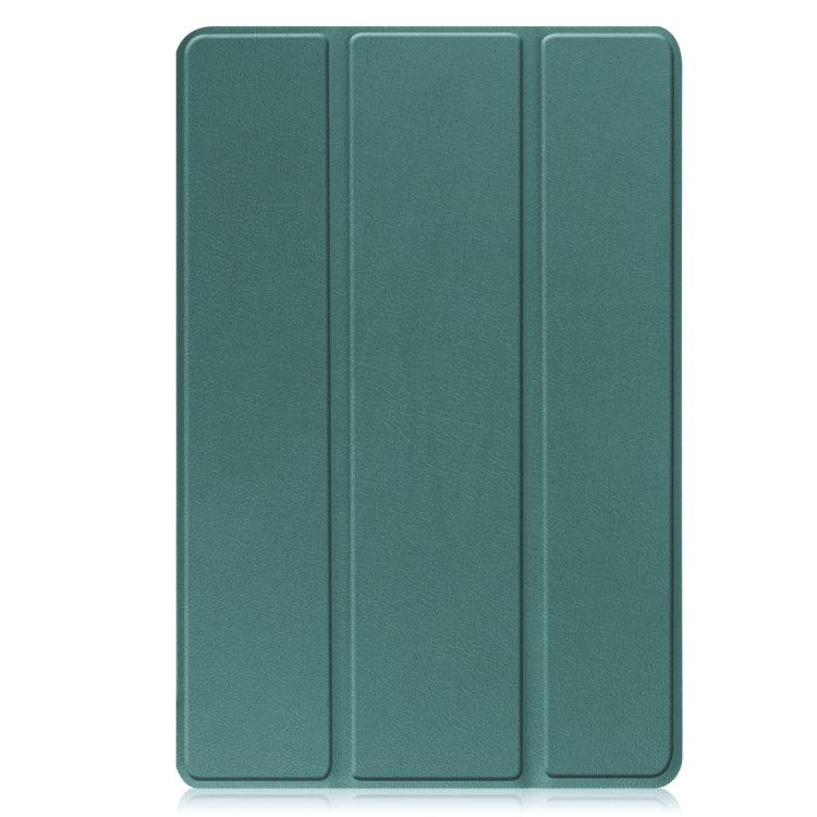 For Lenovo Tab M10 3rd Gen / TB328FU Custer Pure Color 3-Fold Holder Smart Leather Tablet Case(Green) - Lenovo by buy2fix | Online Shopping UK | buy2fix