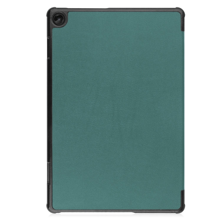 For Lenovo Tab M10 3rd Gen / TB328FU Custer Pure Color 3-Fold Holder Smart Leather Tablet Case(Green) - Lenovo by buy2fix | Online Shopping UK | buy2fix