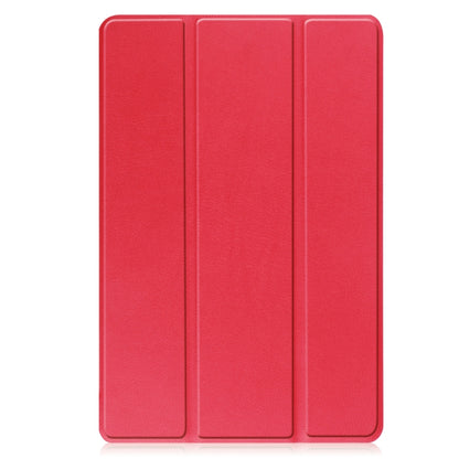 For Lenovo Tab M10 3rd Gen / TB328FU Custer Pure Color 3-Fold Holder Smart Leather Tablet Case(Red) - Lenovo by buy2fix | Online Shopping UK | buy2fix