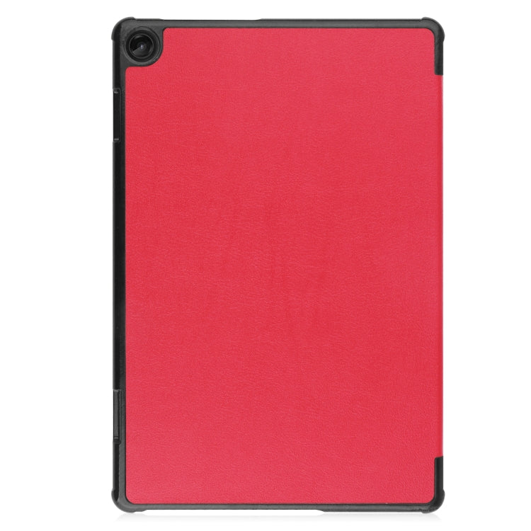 For Lenovo Tab M10 3rd Gen / TB328FU Custer Pure Color 3-Fold Holder Smart Leather Tablet Case(Red) - Lenovo by buy2fix | Online Shopping UK | buy2fix
