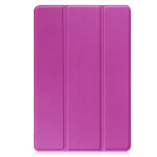 For Lenovo Tab M10 3rd Gen / TB328FU Custer Pure Color 3-Fold Holder Smart Leather Tablet Case(Purple) - Lenovo by buy2fix | Online Shopping UK | buy2fix