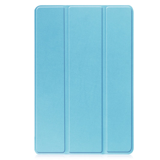 For Lenovo Tab M10 3rd Gen / TB328FU Custer Pure Color 3-Fold Holder Smart Leather Tablet Case(Sky Blue) - Lenovo by buy2fix | Online Shopping UK | buy2fix