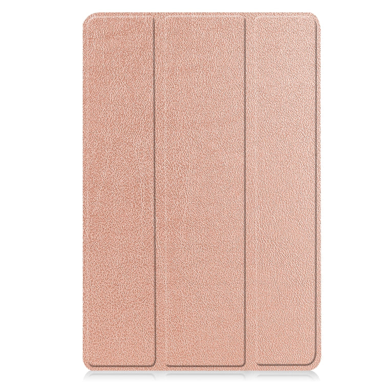 For Lenovo Tab M10 3rd Gen / TB328FU Custer Pure Color 3-Fold Holder Smart Leather Tablet Case(Rose Gold) - Lenovo by buy2fix | Online Shopping UK | buy2fix
