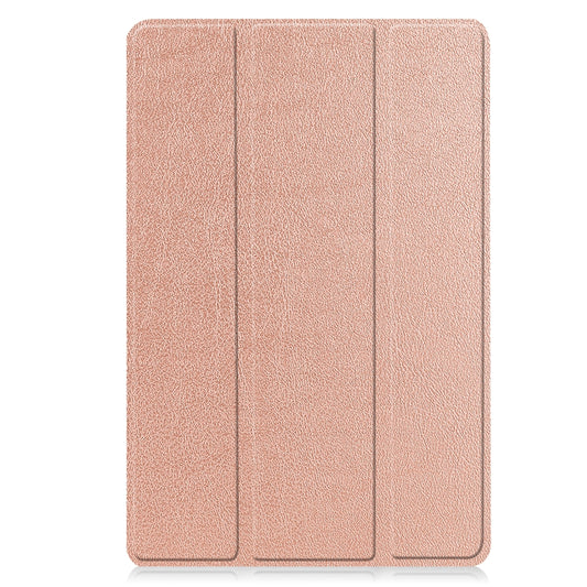 For Lenovo Tab M10 3rd Gen / TB328FU Custer Pure Color 3-Fold Holder Smart Leather Tablet Case(Rose Gold) - Lenovo by buy2fix | Online Shopping UK | buy2fix