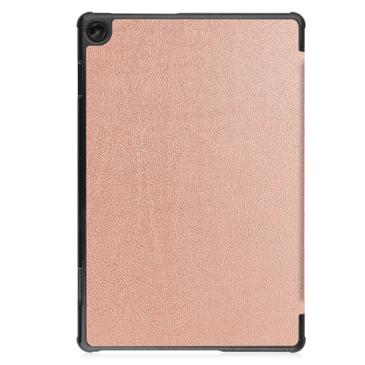 For Lenovo Tab M10 3rd Gen / TB328FU Custer Pure Color 3-Fold Holder Smart Leather Tablet Case(Rose Gold) - Lenovo by buy2fix | Online Shopping UK | buy2fix