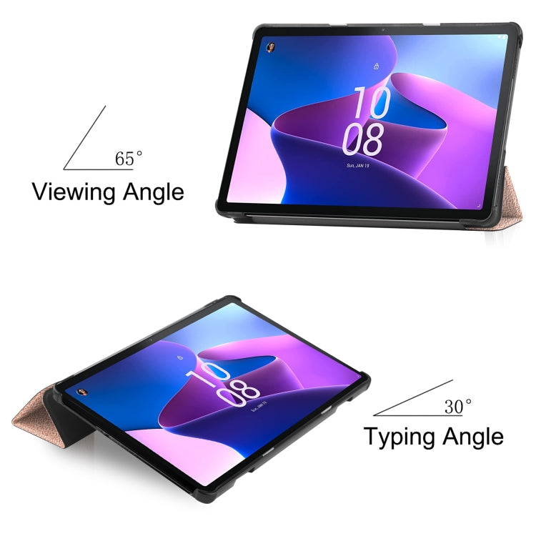 For Lenovo Tab M10 3rd Gen / TB328FU Custer Pure Color 3-Fold Holder Smart Leather Tablet Case(Rose Gold) - Lenovo by buy2fix | Online Shopping UK | buy2fix