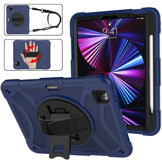 For iPad Pro 11 2022 / 2021 / 2020 Rotary Grab Silicone + PC Tablet Case(Navy Blue) - iPad Pro 11 (2022/2021) Cases by buy2fix | Online Shopping UK | buy2fix