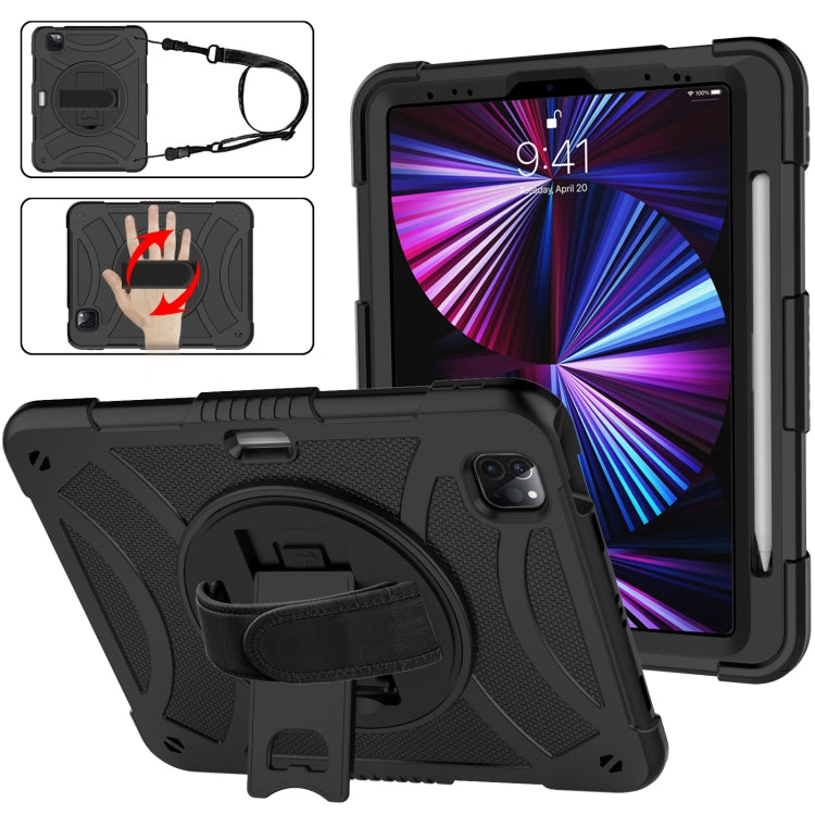 For iPad Pro 11 2022 / 2021 / 2020 Rotary Grab Silicone + PC Tablet Case(Black) - iPad Pro 11 (2022/2021) Cases by buy2fix | Online Shopping UK | buy2fix
