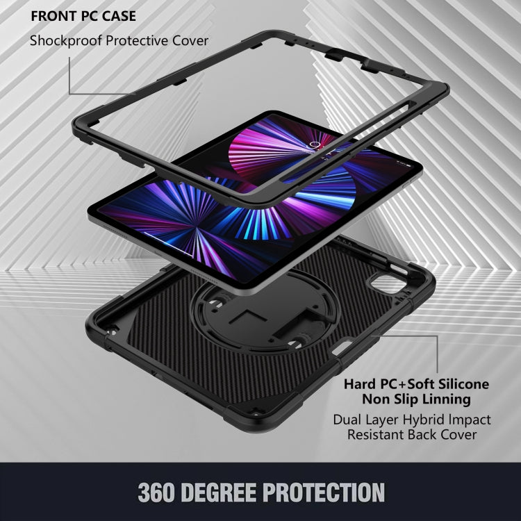 For iPad Pro 11 2022 / 2021 / 2020 Rotary Grab Silicone + PC Tablet Case(Black) - iPad Pro 11 (2022/2021) Cases by buy2fix | Online Shopping UK | buy2fix