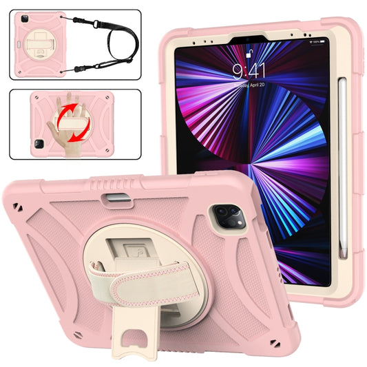 For iPad Pro 11 2022 / 2021 / 2020 Rotary Grab Silicone + PC Tablet Case(Rose Gold) - iPad Pro 11 (2022/2021) Cases by buy2fix | Online Shopping UK | buy2fix
