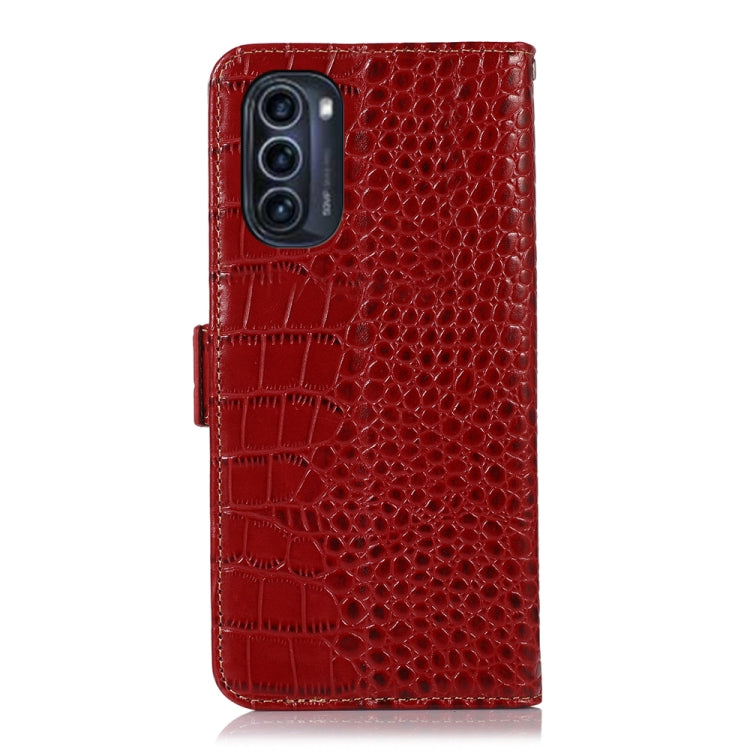 For Motorola Moto G52j 5G Crocodile Top Layer Cowhide Leather Phone Case(Red) - Motorola Cases by buy2fix | Online Shopping UK | buy2fix