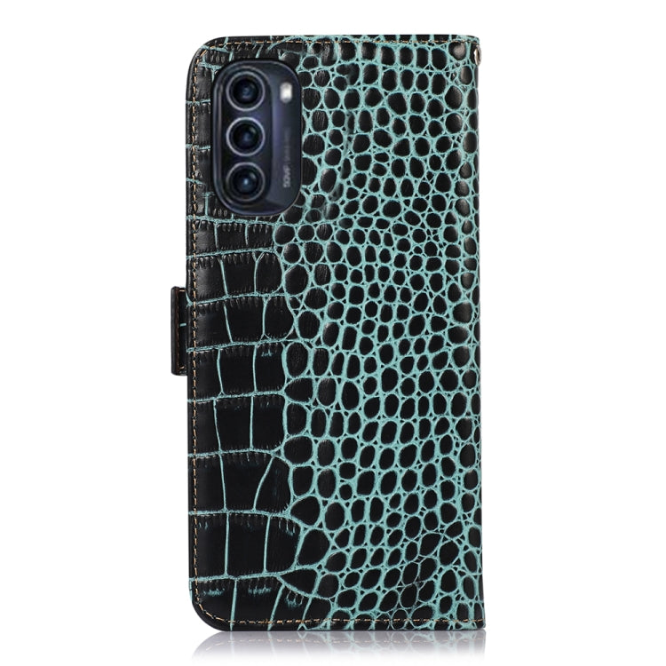 For Motorola Moto G52j 5G Crocodile Top Layer Cowhide Leather Phone Case(Green) - Motorola Cases by buy2fix | Online Shopping UK | buy2fix