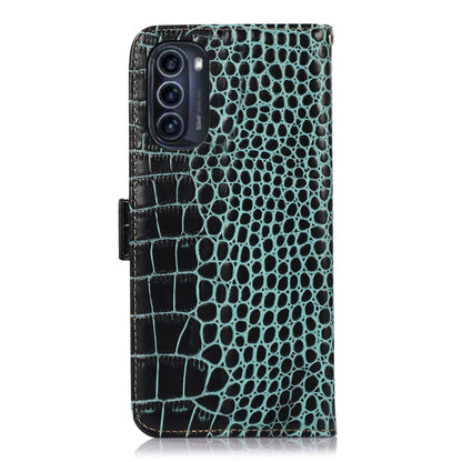 For Motorola Moto G52j 5G Crocodile Top Layer Cowhide Leather Phone Case(Green) - Motorola Cases by buy2fix | Online Shopping UK | buy2fix