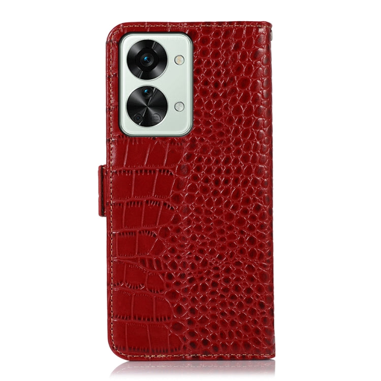 For OnePlus Nord 2T 5G Crocodile Top Layer Cowhide Leather Phone Case(Red) - OnePlus Cases by buy2fix | Online Shopping UK | buy2fix