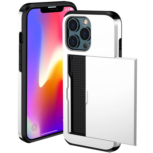 For iPhone 14 Pro Shockproof Armor Protective Phone Case with Slide Card Slot (White) - iPhone 14 Pro Cases by buy2fix | Online Shopping UK | buy2fix