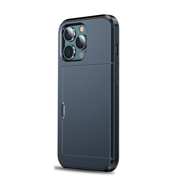 For iPhone 14 Pro Shockproof Armor Protective Phone Case with Slide Card Slot (Dark Blue) - iPhone 14 Pro Cases by buy2fix | Online Shopping UK | buy2fix