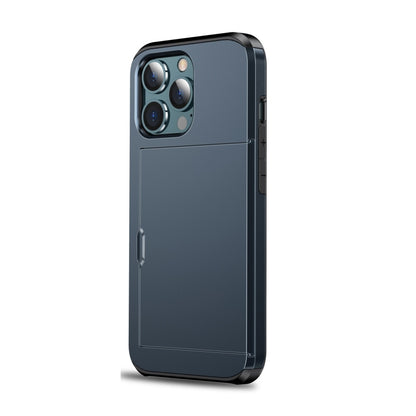For iPhone 14 Pro Shockproof Armor Protective Phone Case with Slide Card Slot (Dark Blue) - iPhone 14 Pro Cases by buy2fix | Online Shopping UK | buy2fix