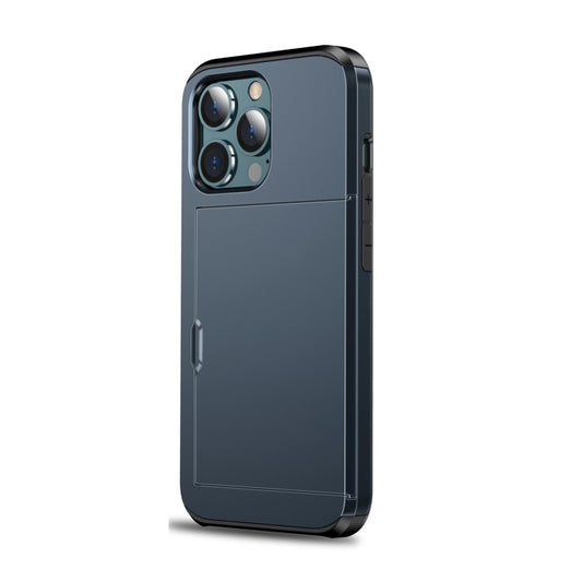 For iPhone 14 Pro Shockproof Armor Protective Phone Case with Slide Card Slot (Dark Blue) - iPhone 14 Pro Cases by buy2fix | Online Shopping UK | buy2fix