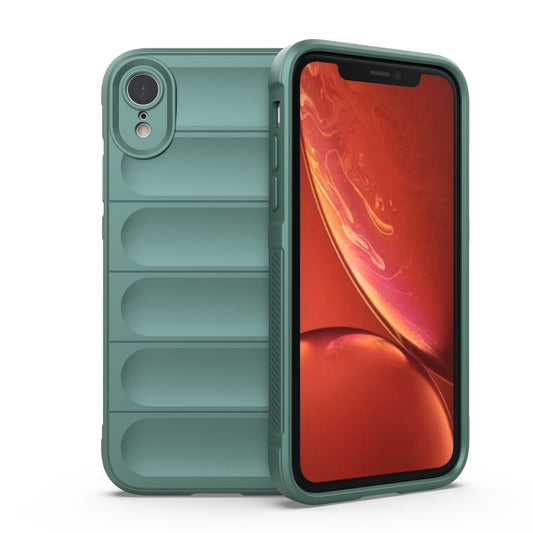 For iPhone XR Magic Shield TPU + Flannel Phone Case(Dark Green) by buy2fix