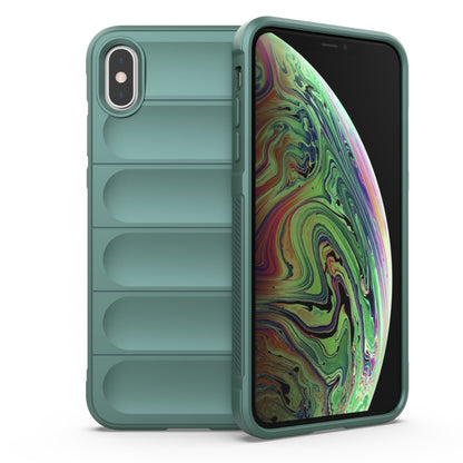 For iPhone X / XS Magic Shield TPU + Flannel Phone Case(Dark Green) by buy2fix