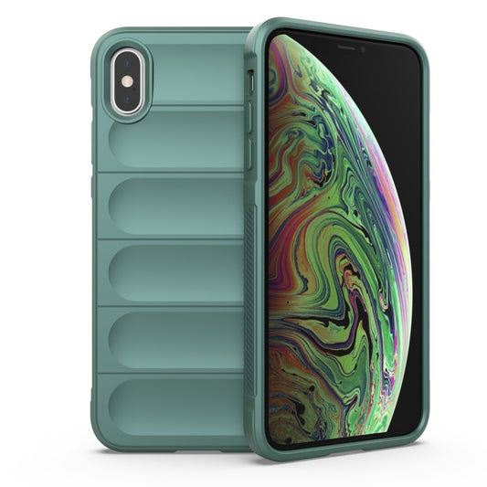 For iPhone X / XS Magic Shield TPU + Flannel Phone Case(Dark Green) by buy2fix