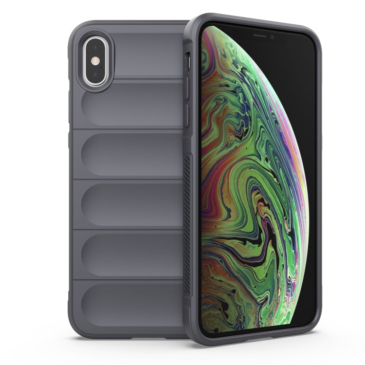 For iPhone X / XS Magic Shield TPU + Flannel Phone Case(Dark Grey) by buy2fix
