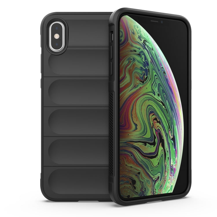 For iPhone XS Max Magic Shield TPU + Flannel Phone Case(Black) by buy2fix