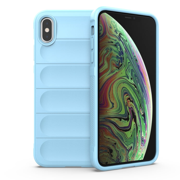 For iPhone XS Max Magic Shield TPU + Flannel Phone Case(Light Blue) by buy2fix