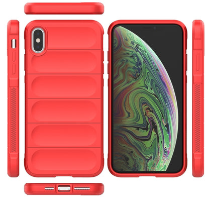 For iPhone XS Max Magic Shield TPU + Flannel Phone Case(Light Blue) by buy2fix