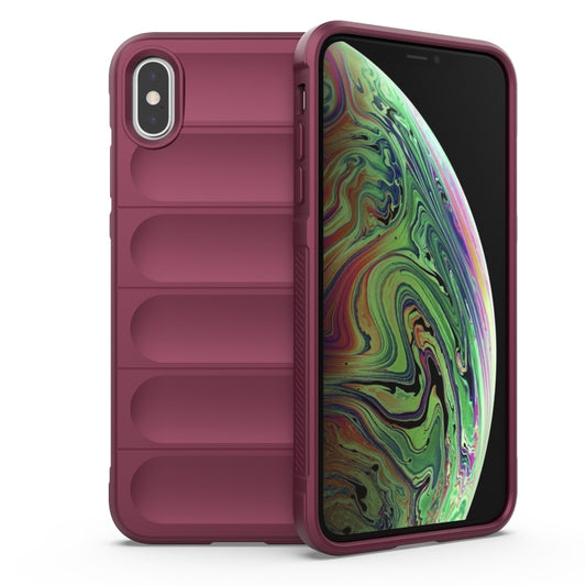 For iPhone XS Max Magic Shield TPU + Flannel Phone Case(Wine Red) by buy2fix