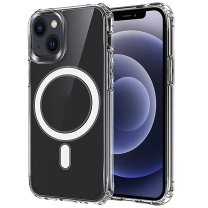 For iPhone 14 Four Corners Shockproof Magsafe Magnetic Phone Case (Transparent) by buy2fix