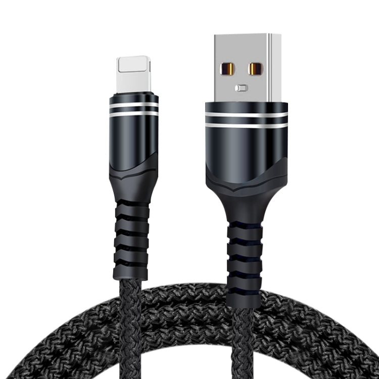 8 Pin 6A Woven Style USB Charging Cable, Cable Length: 1m(Black) by buy2fix