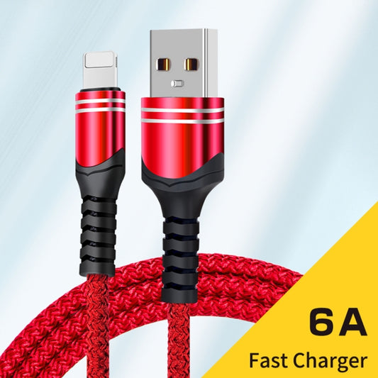 8 Pin 6A Woven Style USB Charging Cable, Cable Length: 1m(Red) by buy2fix