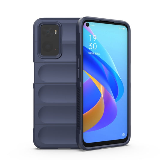 For OPPO A36 4G/A76 4G/Realme 9i Magic Shield TPU + Flannel Phone Case(Dark Blue) by buy2fix