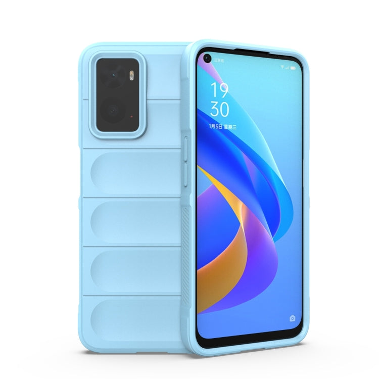 For OPPO A36 4G/A76 4G/Realme 9i Magic Shield TPU + Flannel Phone Case(Light Blue) by buy2fix