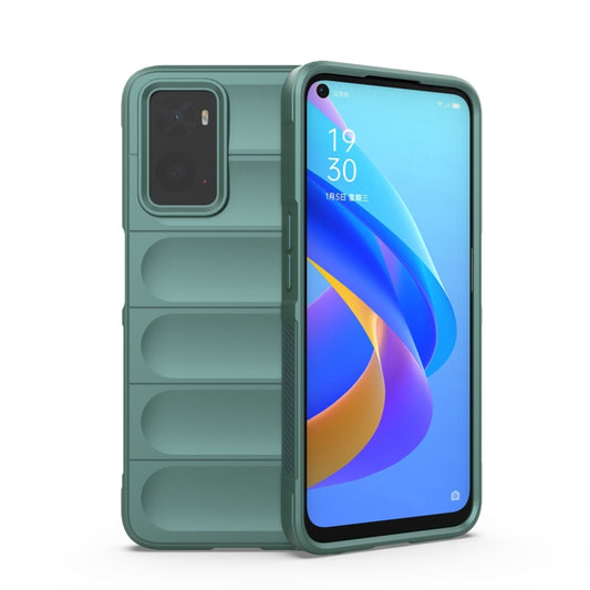 For OPPO A36 4G/A76 4G/Realme 9i Magic Shield TPU + Flannel Phone Case(Dark Green) by buy2fix