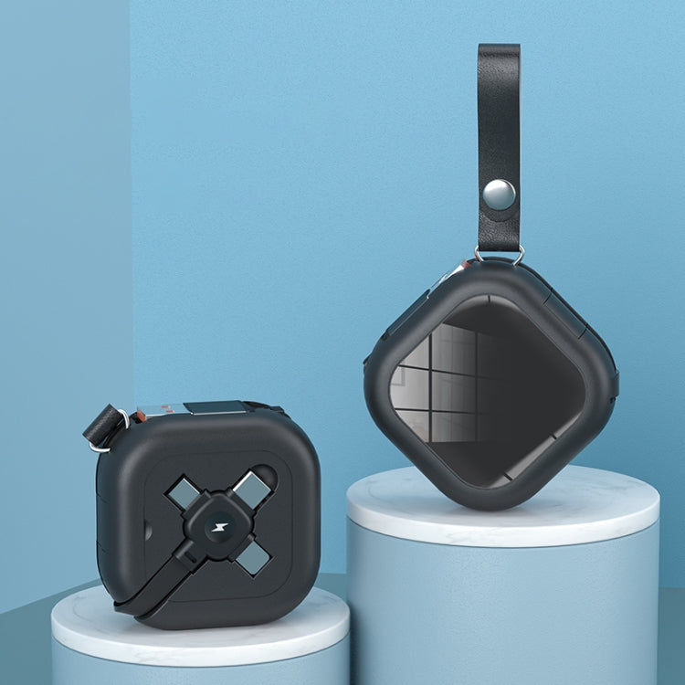 3 in 1 USB To 8 Pin + Micro USB + USB-C / Type-C Telescopic Charging Cable with Mobile Phone Holder(Black) by buy2fix