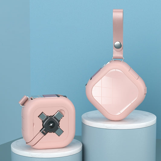 3 in 1 USB To 8 Pin + Micro USB + USB-C / Type-C Telescopic Charging Cable with Mobile Phone Holder(Pink) by buy2fix